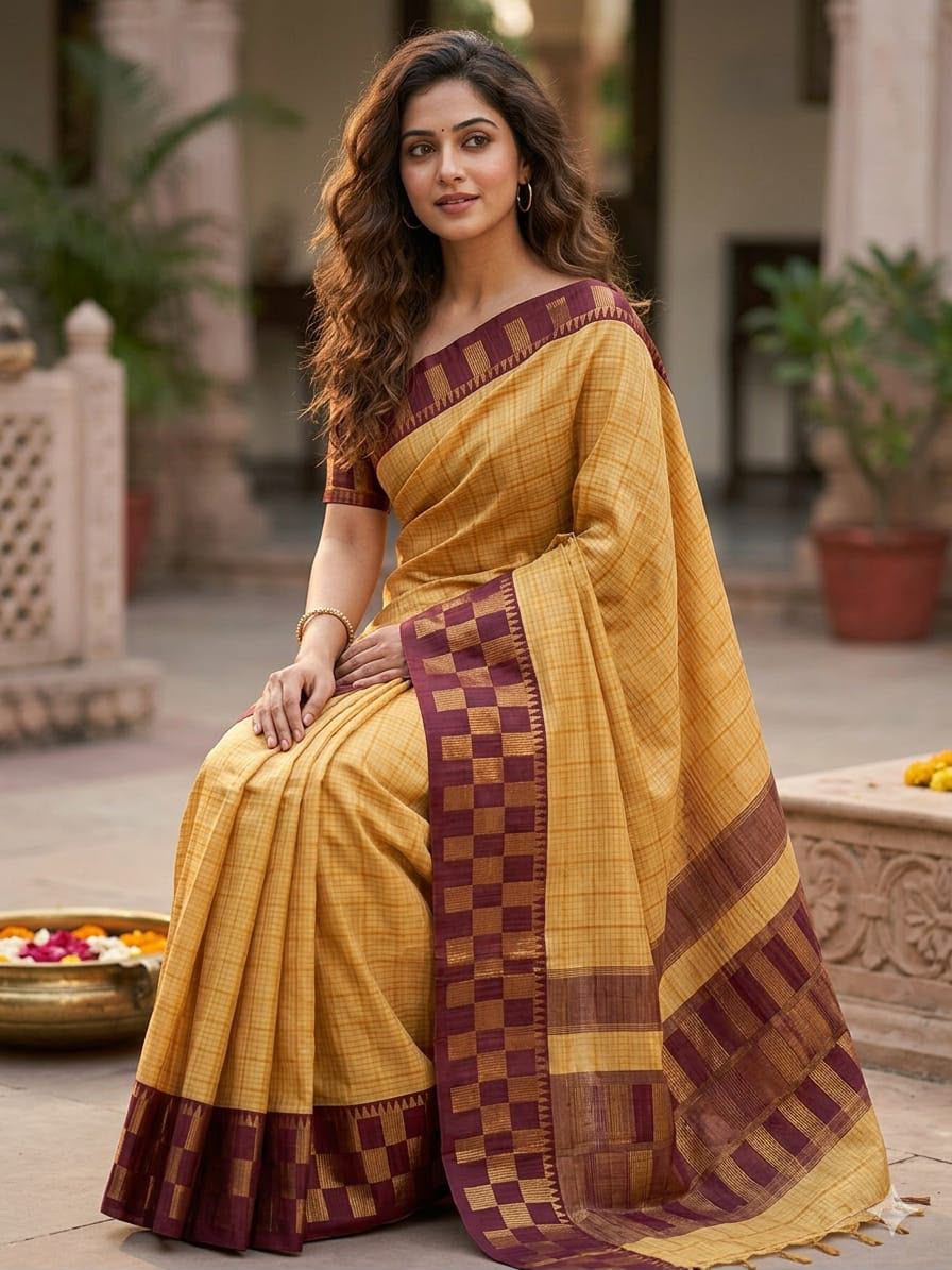 Maroon Kanjivaram Silk Saree with Traditional Elephant Zari Border